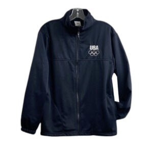 Vintage USA Olympic Committee Navy Full Zip Athletic Track Jacket Size L